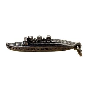 Vintage Sterling Silver Queen Mary Ocean Liner Ship Charm 3.27g Nautical Souv